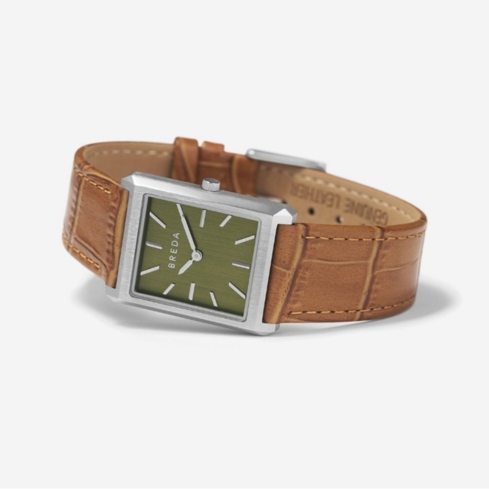 Men's Silver and Brown Watch